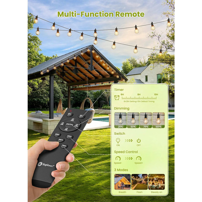 58FT Solar String Lights Outdoor With Remote Cable Tie...