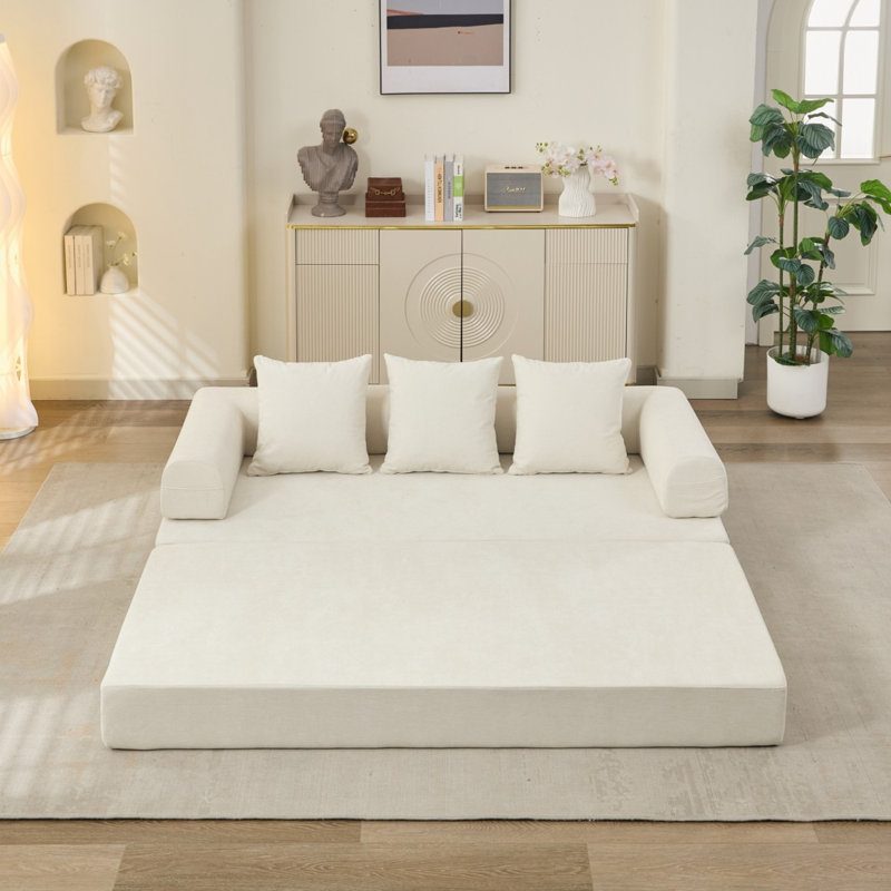 Canapé-lit pliant Boneless Comfy, Chenille beige