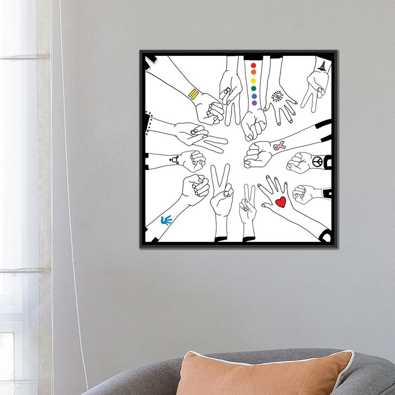 Ensemble par Notsniw Art - impression d'art graphique, H 26 po x l 26 po x P 1,5 po, Pas de tapis, Toile avec cadre noir