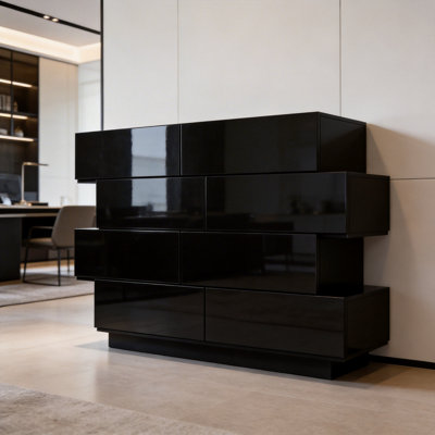 Commode double 8 tiroirs avec surface ultrabrillante
