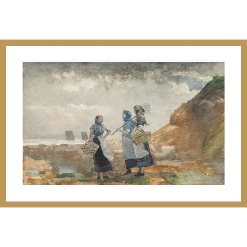 «Three Fisher Girls Tynemouth» par Winslow Homer, impression giclée sur cadre, H 28,26 po x l 41,5 po