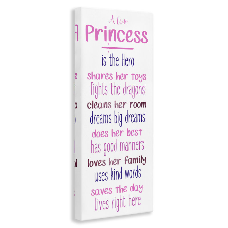 «True Princess Is The Hero», art mural sur toile, design par Kim Allen, H 24 po x l 10 po