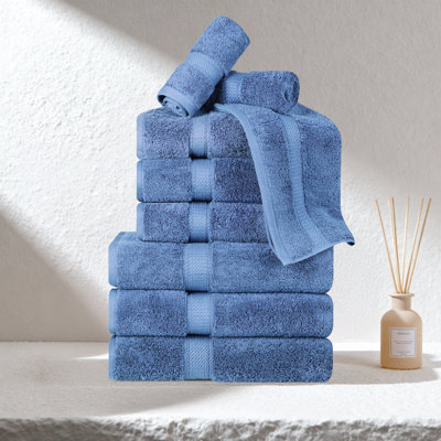 Egyptian Cotton Plush Heavyweight Absorbent 9 Piece Bathroom Towel Set