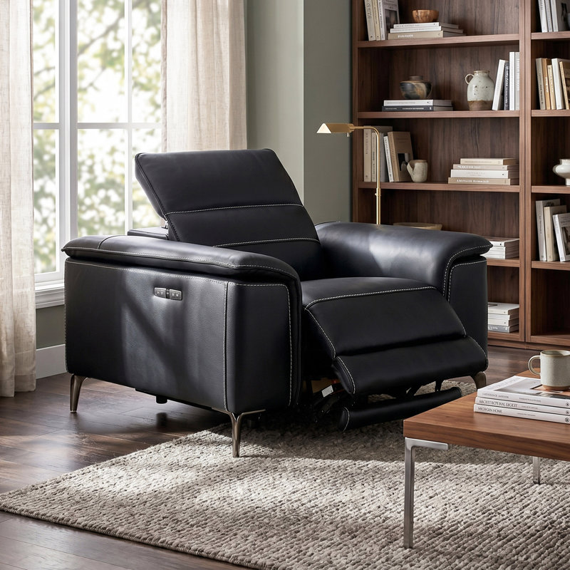 Fauteuil inclinable électrique Chelita, Similicuir noir