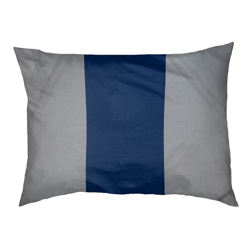 Coussin rectangulaire designer Kansas City, Grand (L 40 po x l 50 po), Argent mat / bleu