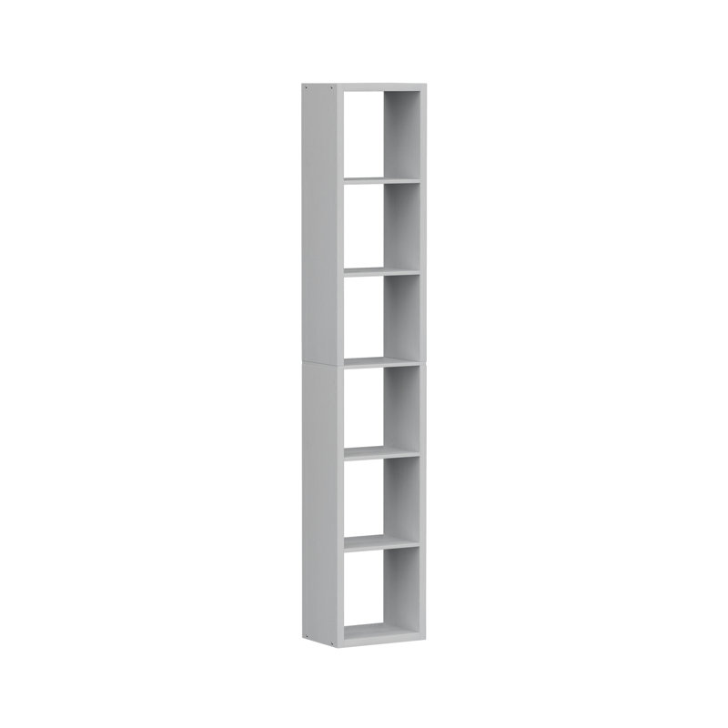 Tall Narrow 6-Shelf MDF Bookcases, Slim Vertical Storage Unit, Corner Bookcase for Small Spaces, Bedroom & Home Office, White