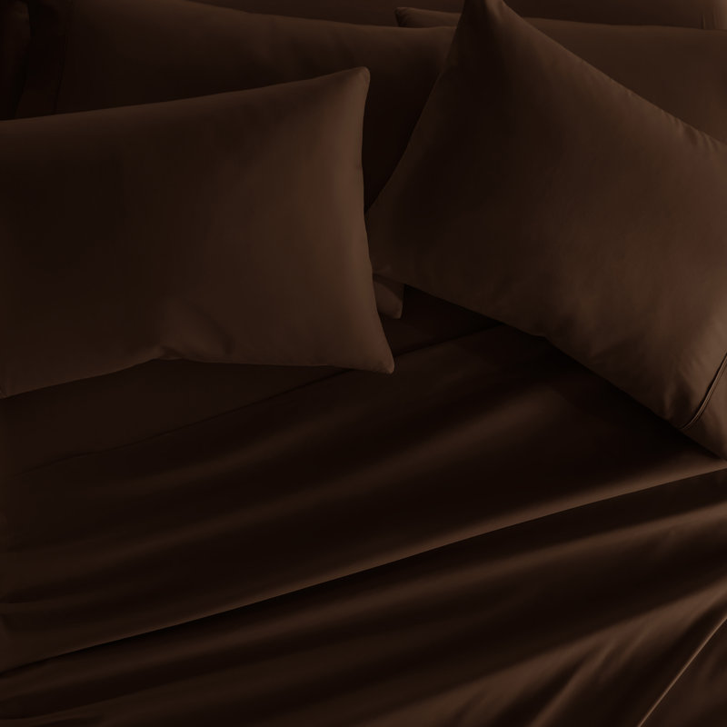Ensemble de draps pour lit en microfibre brossée de 6 pièces Simply Soft, Chocolat