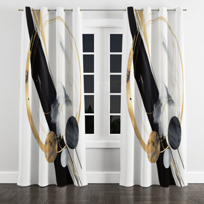 Marble Effect Painting III - Abstract Marble Grommet Curtain - Velvet Room Darkening - 1 panel