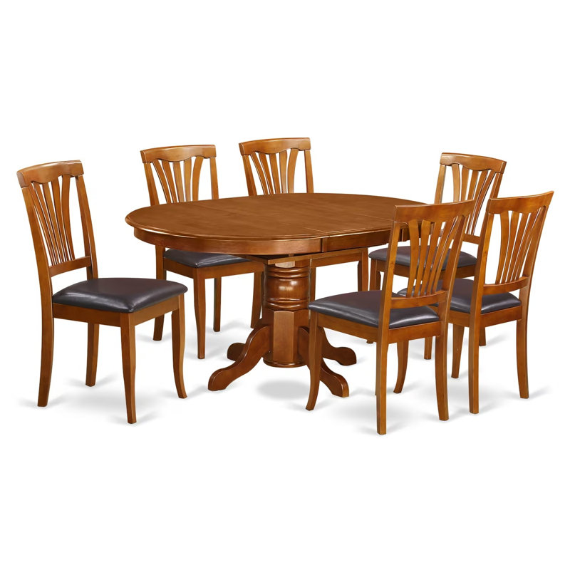 Ensemble de table de salle à manger 7 pièces 7 pièces 42 x 60 po, brun, Brun selle, 7 pièces: 1 table, 6 chaises