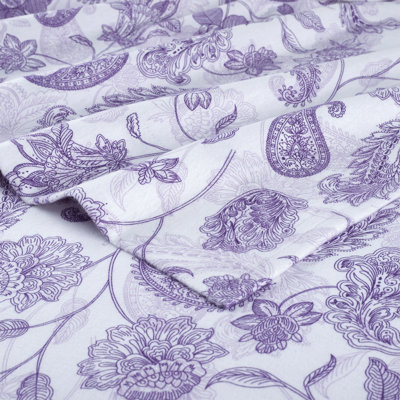 Pointehaven 180 GSM Brushed Cotton Flannel Deep Pocket Sheet Set Queen Paisley Court
