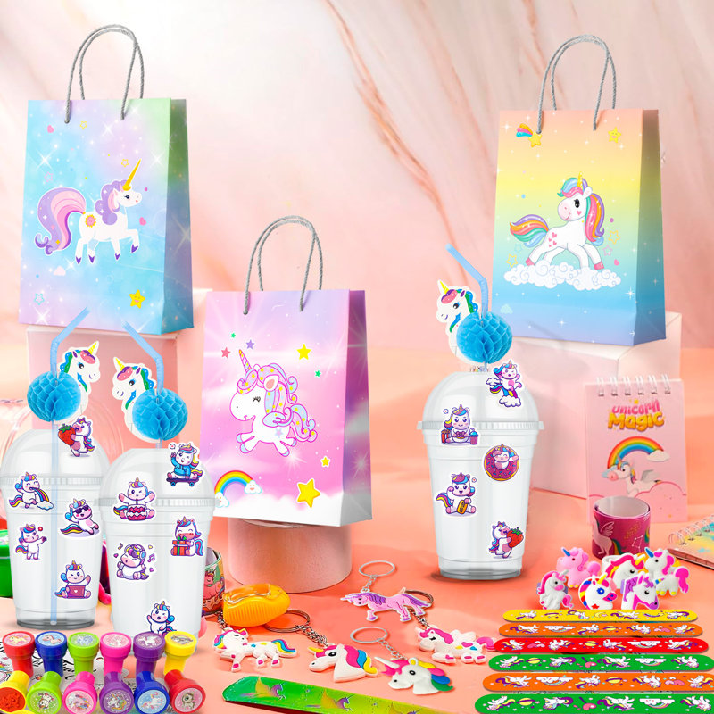 134 pièces de cadeaux de fête de licorne, ensemble de cadeaux de fête d'anniversaire de licorne