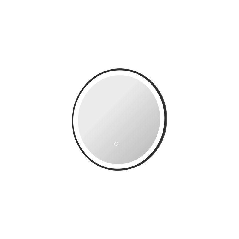 21 Round LED Front and Backlit Wall Mirror in Black, Black, 21" x 21"
