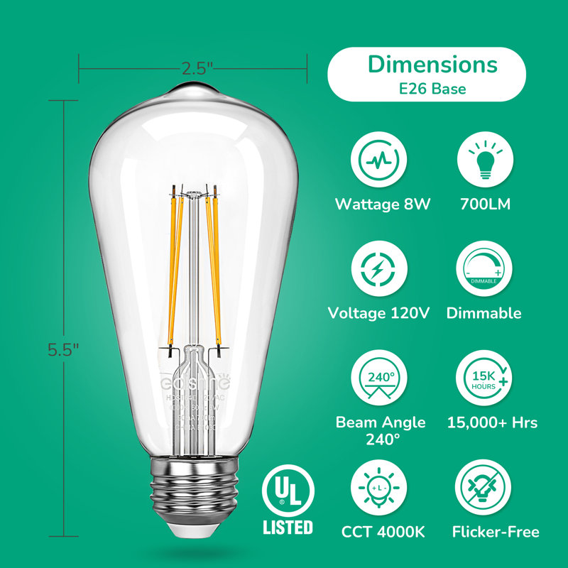 60 Watt Equivalent ST64 E26/Medium (Standard) Dimmable 4000K LED Bulb