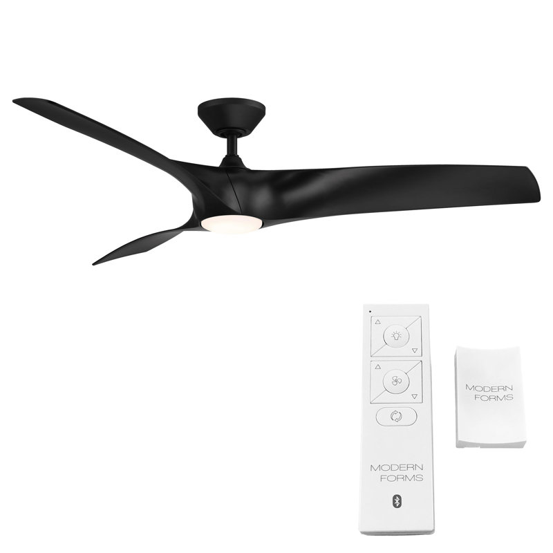 Zephyr 3 - Blade Outdoor/Indoor Smart Ceiling Fan with Light Kit And Remote Control Included, Matte Black, 62"