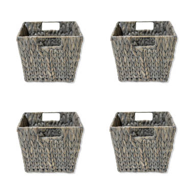 Hand Woven Rectangle Maize Storage Basket - Set of 3 - Baby Blue Stripes (Set of 3) Longshore Tides Color: Black