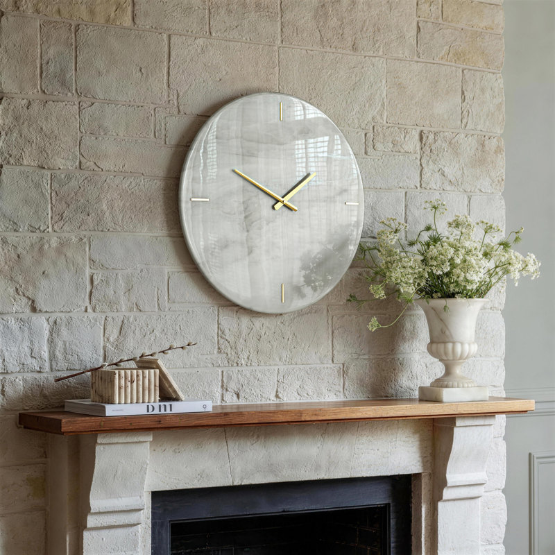 Horloge murale décorative moderne de 60 cm de large, imitation marbre