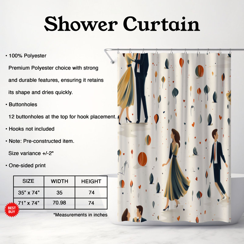 Caring Hug - Rideau de douche Premium, H 74 po x l 71 po