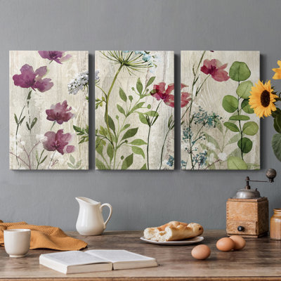 Meadow Flowers I - Toile tendue avec châssis de qualité supérieure - Prêt à être accroché