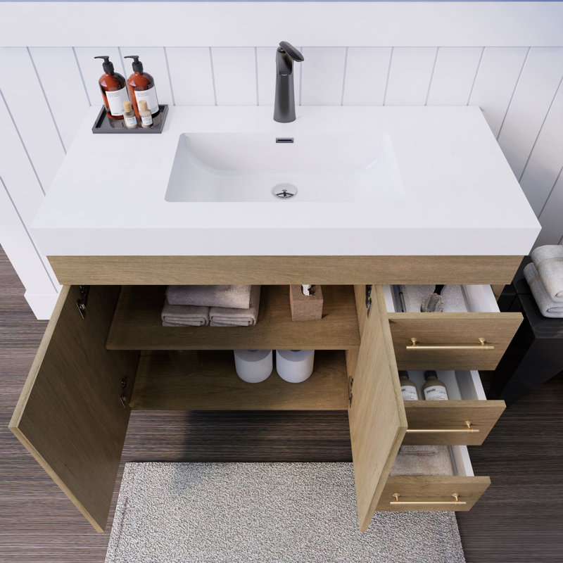 Ensemble de meuble-lavabo simple 42 po Luleya Spring, Chêne blanc