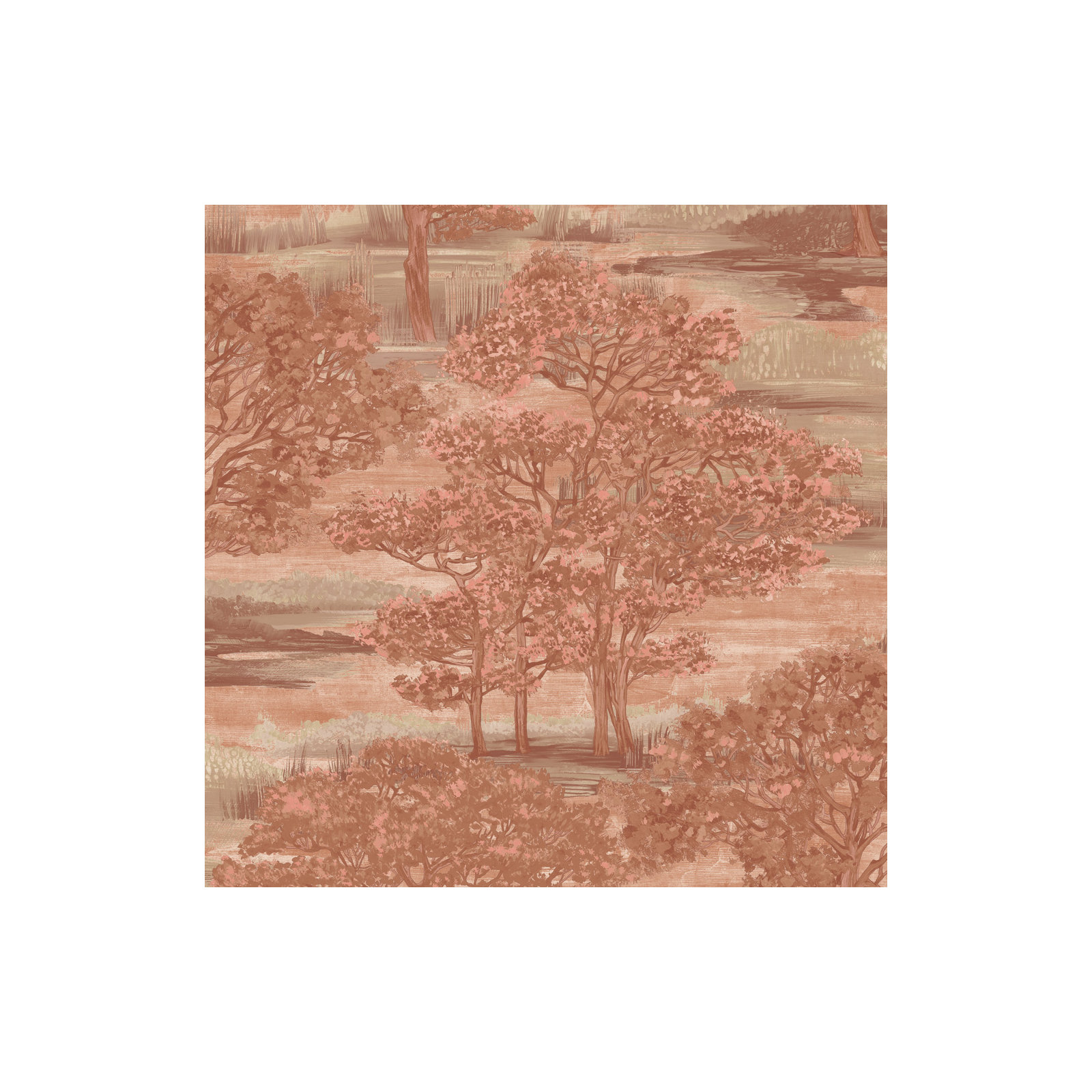 Forest Toile Peel and Stick Wallpaper, Red