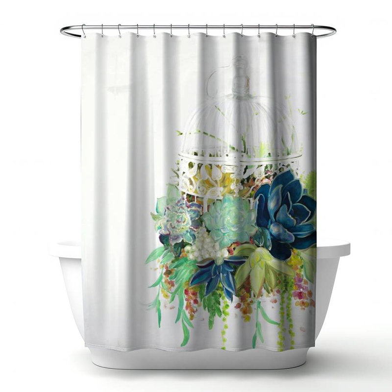 Floral – Polyester Shower Curtain, Dye Sublimation Print, 71" W × 74" L