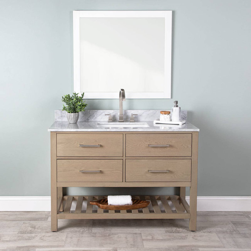 Ensemble de meuble-lavabo simple l 48 po x P 22 po x H 34 po, Chêne clair, gris