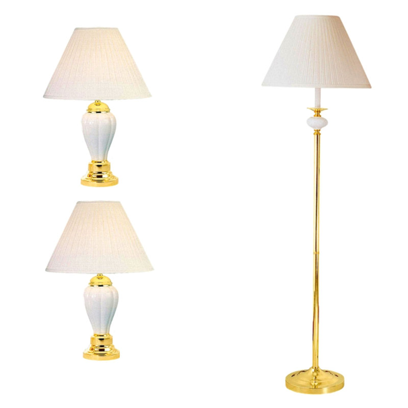 Ensemble de lampes en céramique 3 pièces, lampes sur pied et de table