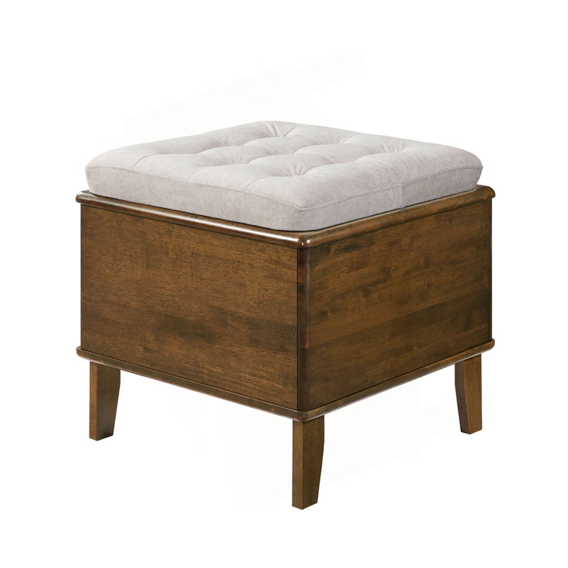 Pouf-lit Letitia en bois d'hévéa pour chat, 2 en 1, capitonné, avec niche pour chat et repose-pieds multifonctionnel, fini noyer.