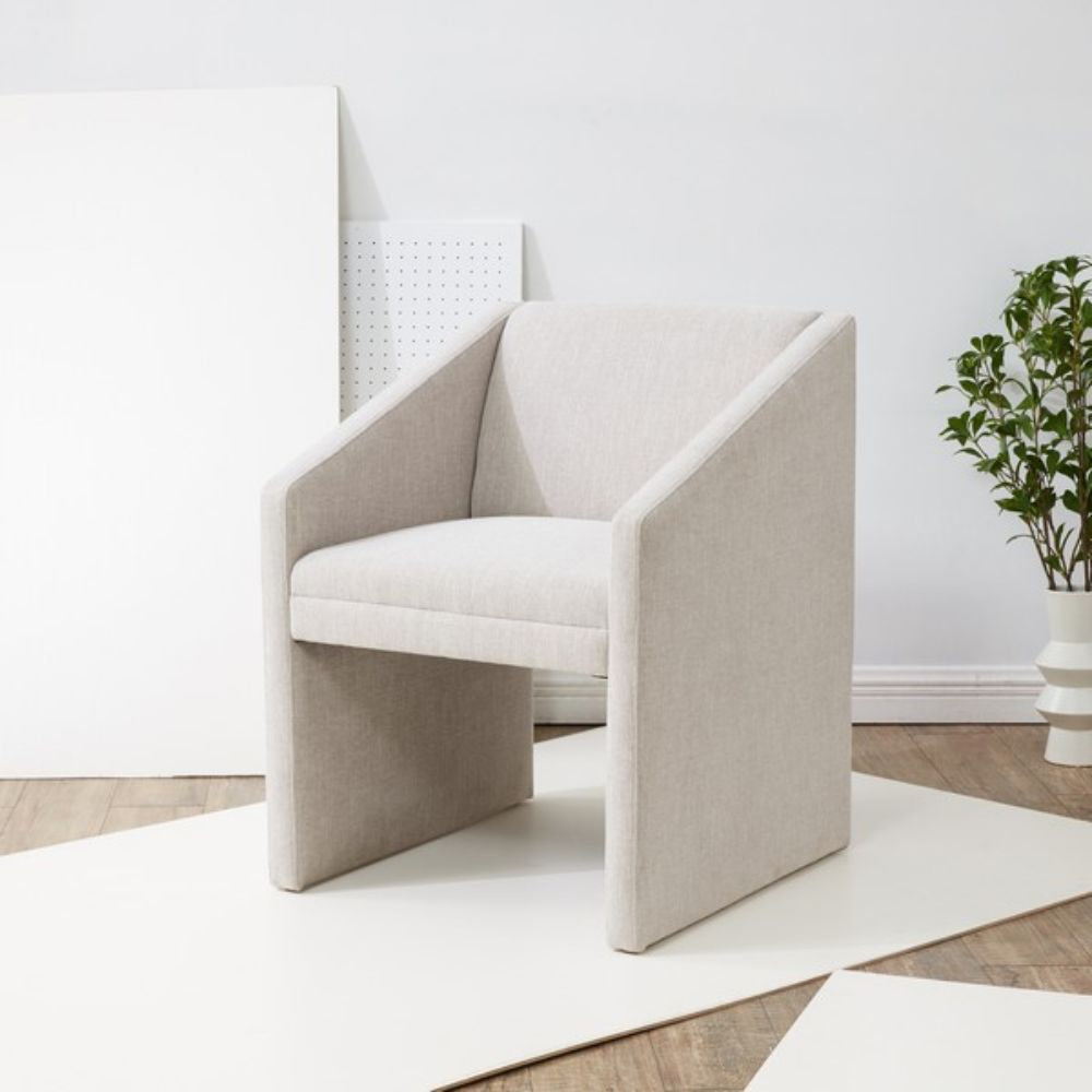 Dimeo Linen Armchair, Light Gray Linen