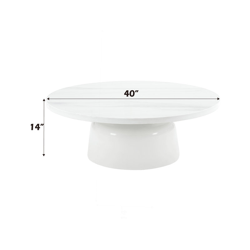 Table basse en marbre d'ingénierie et blanc à finition ultrabrillante