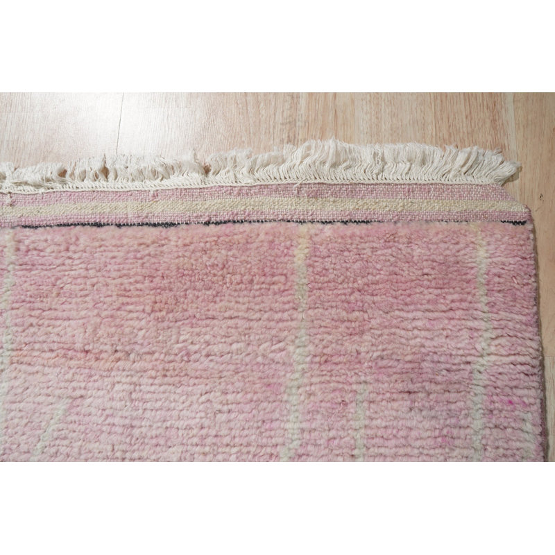Coral Hand-Knotted Wool Subtle Linear Texture Geometric Modern Contemporary Carpet Rug, 10' x 14'