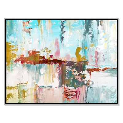 Color Block Splash by Nan - Floater Frame Print on Canvas