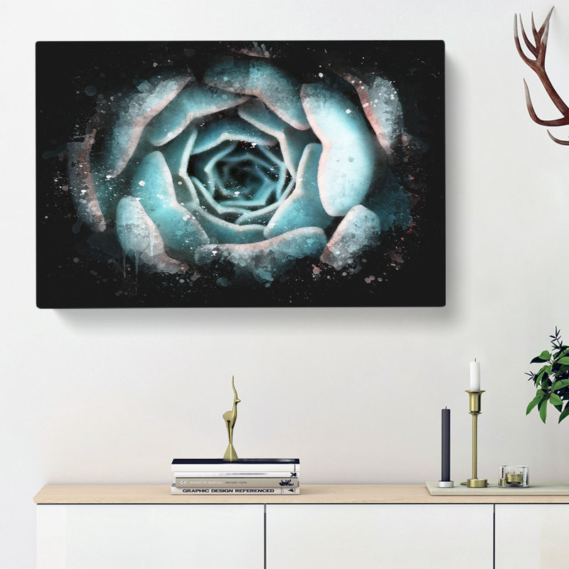 Pink And Green Succulent Plant - Wrapped Canvas, 40cm H x 60cm W x 3cm D