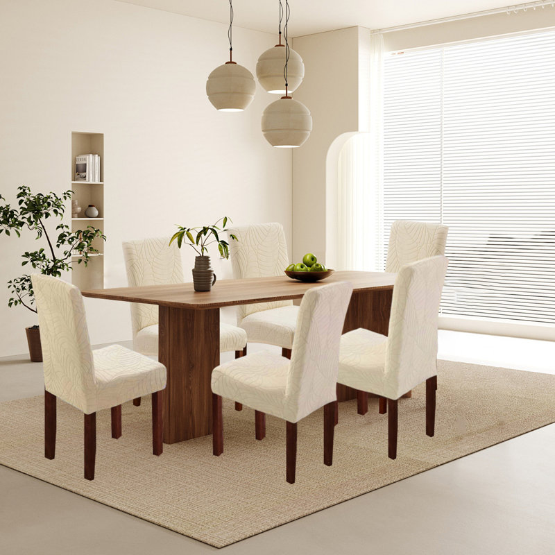 Housse de chaise de salle à manger, housse de chaise Parsons, imperméable, ensemble de 6, Beige