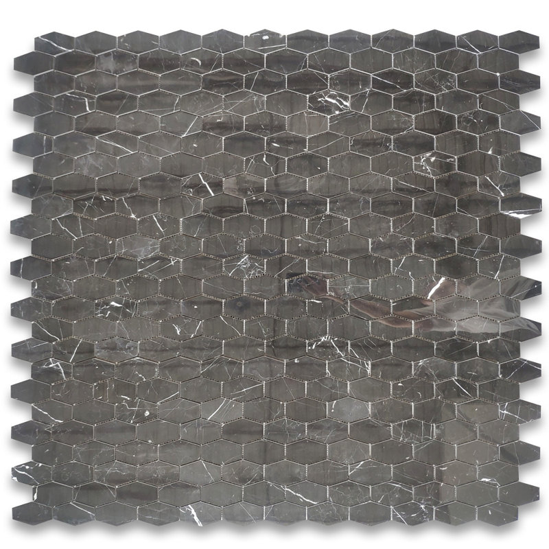 1.25 in. x 3 in. Honeycomb Polished Marble Tile