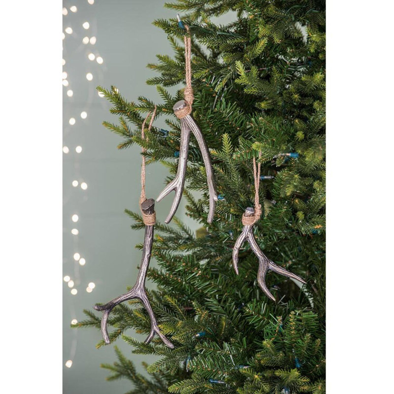 Ornement en forme de corne en aluminium - 10 po x 6,5 po - Argent