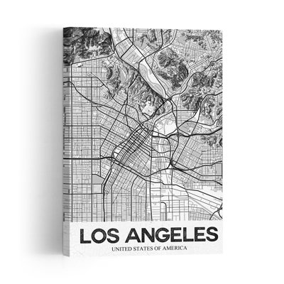 Modern Los Angeles Map Retro Vintage Abstract City Wall Art Print 1 Piece Wrapped Canvas Wall Art