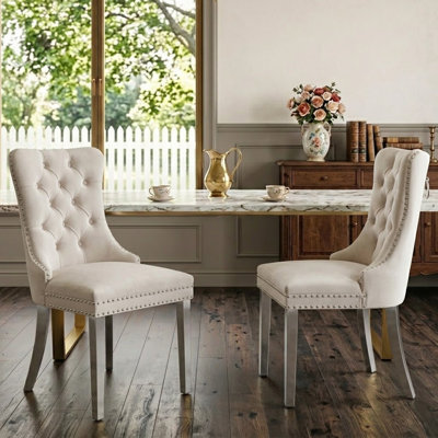 Jaybril luxury style Velvet Side Chair Dining Chair ufted Upholsted Back and Metal legs for dining room