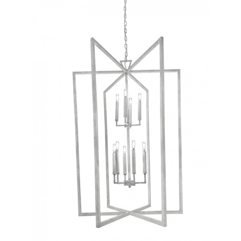 Lustre géométrique à 10 lumières Robin, Blanc huître