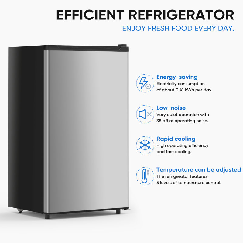 3.2 Cu.Ft Single Door Compac Fridge with Freezer, Silver