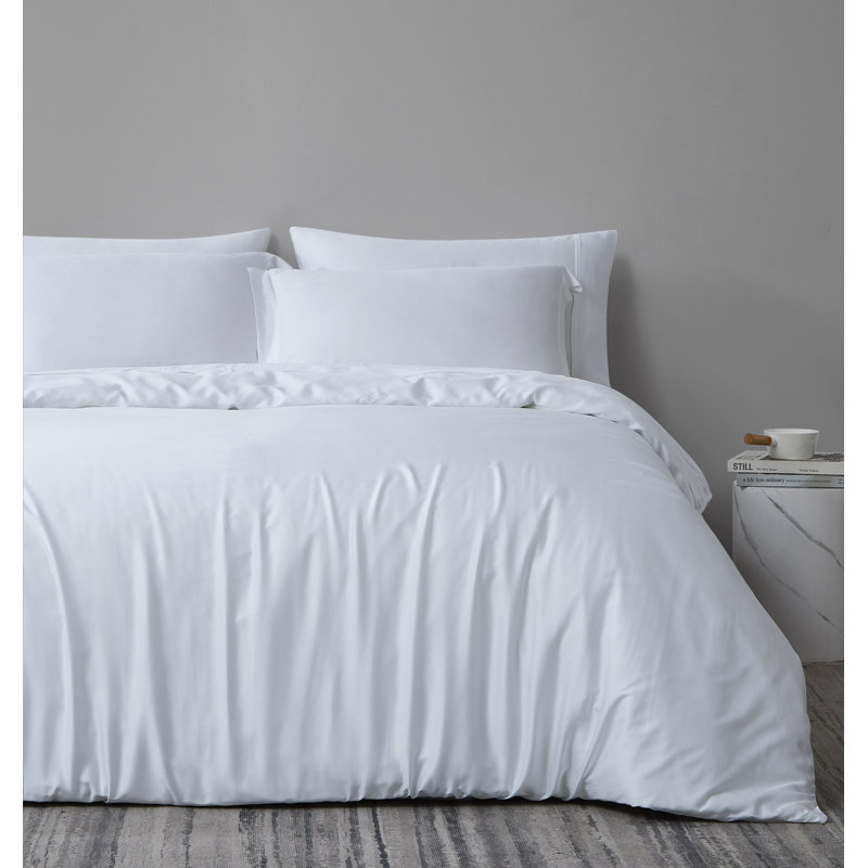 Mickinsey Rayon 2 Piece Duvet Cover Set, King Duvet Cover + 1 King Shams, White
