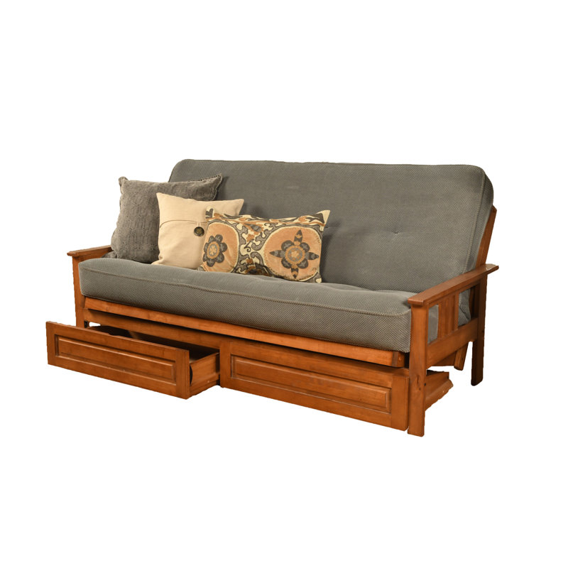 Le cadre de futon double Stratford comprend des tiroirs de rangement et un matelas, Barbade, Tonnerre Marmont, Innerspring