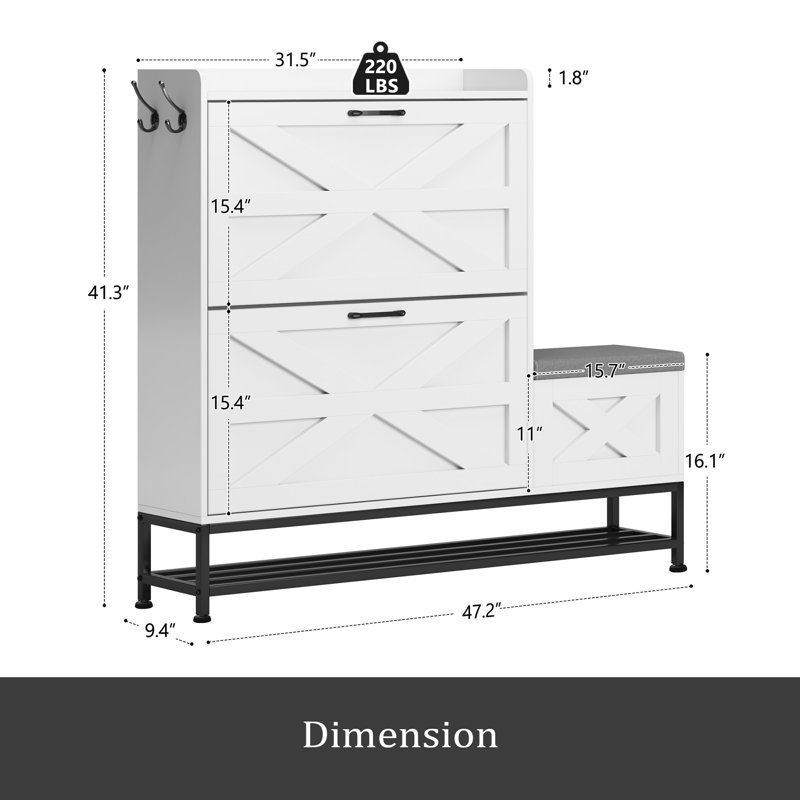 Armoire à chaussures, armoire à chaussures d'entrée de maison, armoire de rangement pour balcon d'entrée, étagère à chaussures de grande capacité, blanc