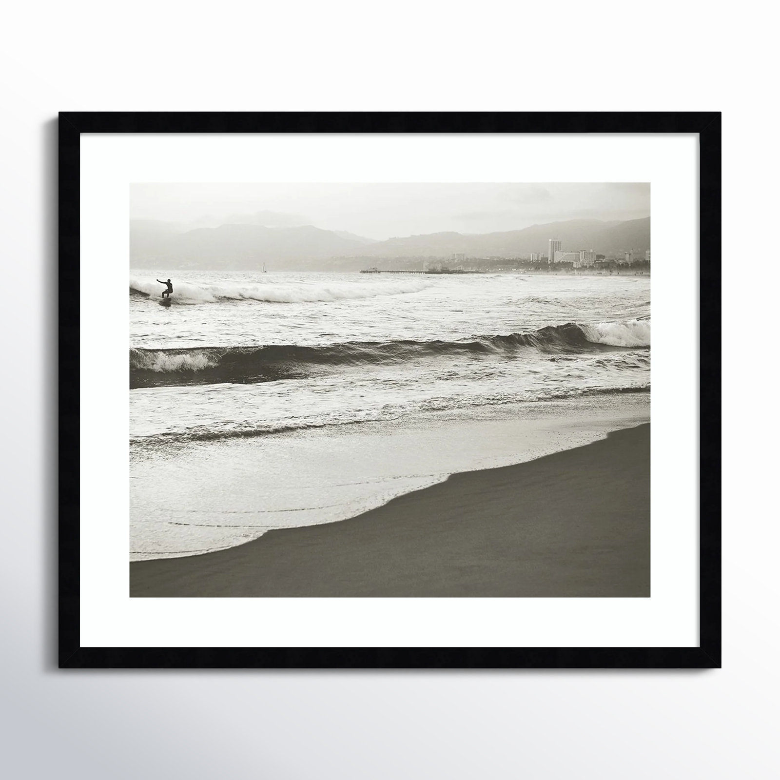 BW Surfer No. 1 by Myan Soffia, 21" H x 25" W, Black Framed