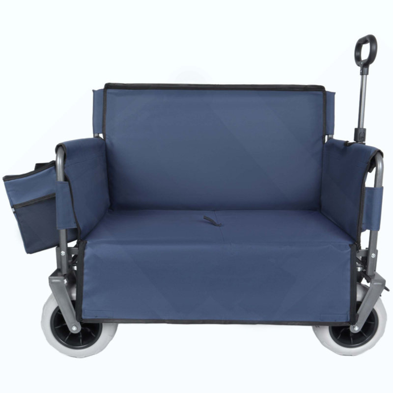 Chariot pliant 3-en-1 avec siège de banc - Protection brevetée, capacité de 500 lb, pneus de plage de 9 po x 4 po pour le camping et la plage