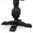 5 Piece Dining Room Set for 4 Includes a 54" Round Table with Pedestal and 4 Black Polyester Fabric Parson Chairs, Sand Blasted Black-537501461-537501452