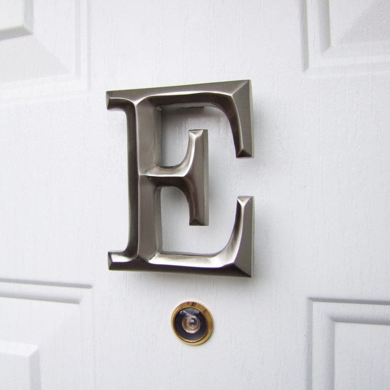 Heurtoir de porte lettre monogramme, Nickel, E