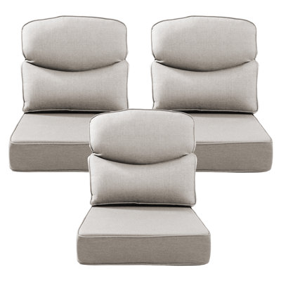 Deb Outdoor Patio Crescent Shape 6" Thick Seat & Back Furniture Cushion Set With Removable Cover