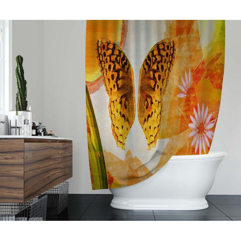 Rideau de douche simple à motif floral Drees, H 90 po x l 70 po