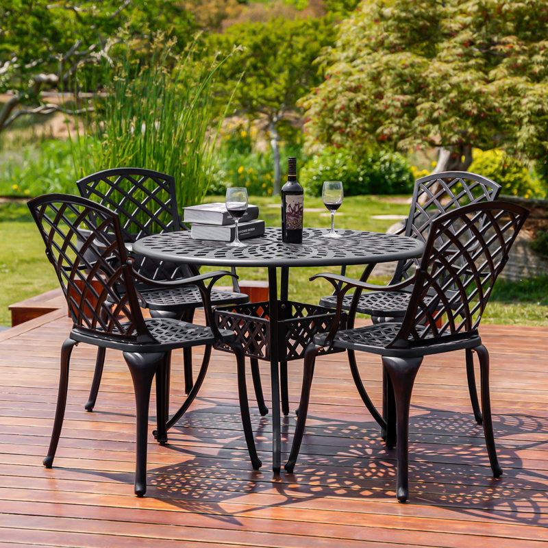 Agosto-Collazo Round 4 - 5 Piece Outdoor Patio Dining Set,Bronze